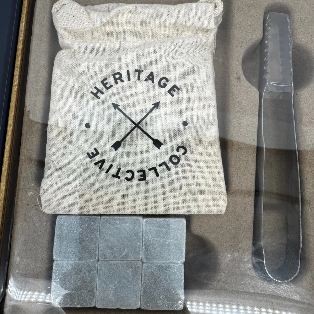 Hammer + Axe Whiskey Stone Chill Set 6 Soapstone Cubes Tongs Bag Heritage Box